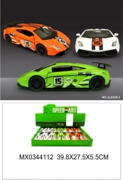 metalowy sportowy model auta z otwieranymi drzwiami i funkcją pull back