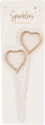 Złote zimne ognie w kształcie serca 16,5 cm (2 szt.)
