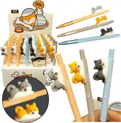 Długopis żelowy z figurką pieska Shiba, niebieski tusz 0,5 mm