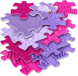 Woopie sensomotoryczna ortopedyczna mata puzzle 11 szt. – różowa/fioletowa