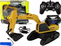 Duża zdalnie sterowana gąsienicowa koparka żółta