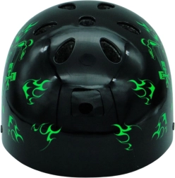 Kask rowerowo‑skate z czaszką czarno‑zielony M (55–58 cm)