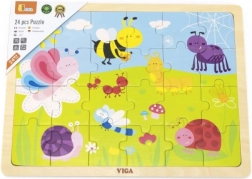Drewniane puzzle VIGA – łąka, 24 elementy