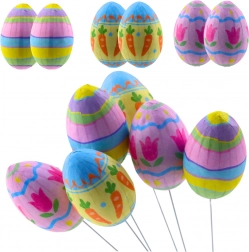 Wielkanocne dekoracje jajka na druciku 6 szt.