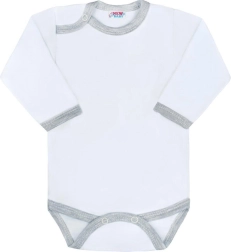 Niemowlęce body z długim rękawem z szarym wykończeniem NEW BABY