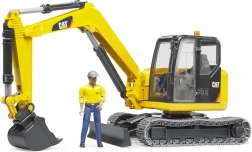 Bruder minikoparka CAT z figurką pracownika 1:16