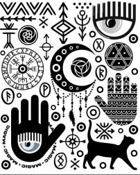 Naszywki do naprasowywania – mistyczne symbole, duży arkusz 20 × 30 cm