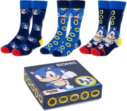 Zestaw skarpet Sonic – 3 pary w pudełku prezentowym