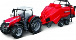 Model traktora Massey Ferguson 8740S z prasą do bel