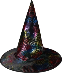 czarny kapelusz czarownicy z nadrukiem pajęczyny dla dorosłych