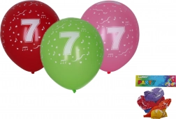 Balony do dmuchania 30 cm z cyfrą 7 – zestaw 5 szt.