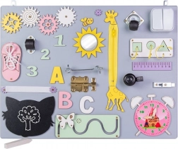 Drewniana tablica manipulacyjno-sensoryczna 50 × 37,5 cm, szara