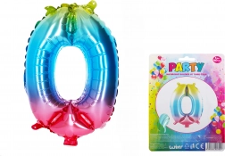 Balon w kolorach tęczy cyfra 0 – 40 cm