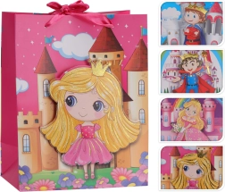 Torebka prezentowa 3D dla dzieci 23 × 18 × 10 cm, miks dekorów