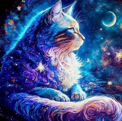 Diamentowe malowanie Kosmiczny kot 30x40 cm