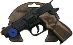 Policyjny metalowy pistolet na kapiszony, czarny, 8 strzałów
