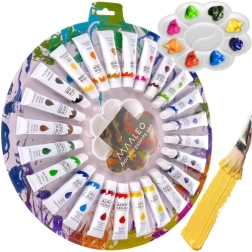 Farby akrylowe 24×12 ml z paletą MAALEO