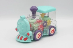 Przezroczysty pociąg-zabawka ze światłami i muzyką