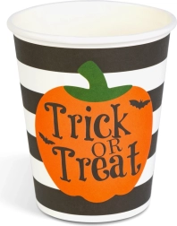 Halloweenowy papierowy kubek z dynią 250 ml, 8 szt.