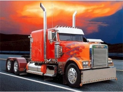 Diamentowe malowanie Czerwony samochód ciężarowy z płomieniami 30x40 cm