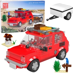 Klocki samochodu FIAT 126p Maluch z przyczepą 1:24 (393 elementy) – Mould King