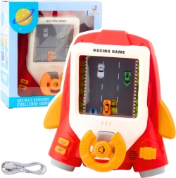 Dziecięcy symulator wyścigowy Rakieta z kierownicą i dźwiękami – czerwony