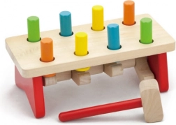 Drewniany młotek z kolorowymi kołeczkami VIGA