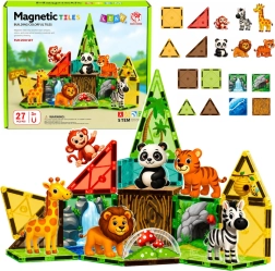Magnetyczne klocki konstrukcyjne Zoo – dzikie zwierzęta z dżungli (27 elementów)