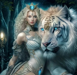 Diamentowe malowanie dziewczyna z tygrysem 30 × 40 cm