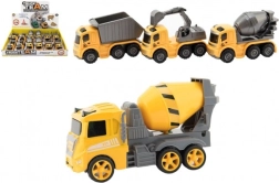 Plastowe samochodziki budowlane na napęd cierny 10 cm – 3 rodzaje, pudełko 12 szt.