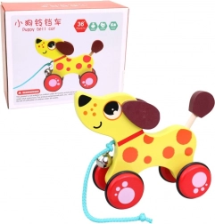 Drewniany piesek na sznurku 17 cm