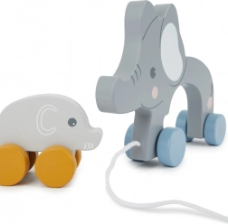 Bieco drewniana zabawka do ciągnięcia słonie
