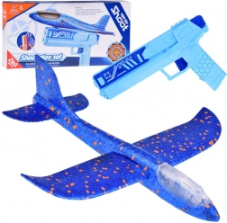 Zabawny, piankowy samolocik z diodami LED wystrzeliwany z pistoletu