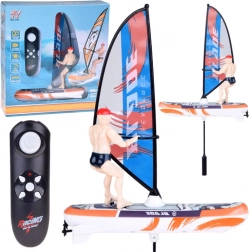 Zdalnie sterowany windsurfer z oświetleniem LED – zdalnie sterowana zabawka wodna – modrá