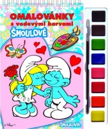 Kolorowanki Smerfy z akwarelami i pędzelkiem, spiralna oprawa 21 × 23 cm