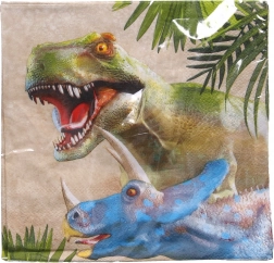 Imprezowe serwetki z motywem dinozaurów 33 × 33 cm, 20 szt.