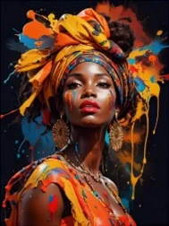 Malowanie diamentowe Afrykańska kobieta II 30 × 40 cm