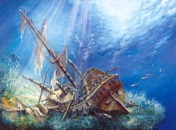 Puzzle Zatopiona galeona 2000 elementów Castorland