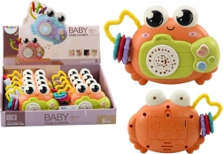 Interaktywny krab z grzechotką i projektorem, pomarańczowy