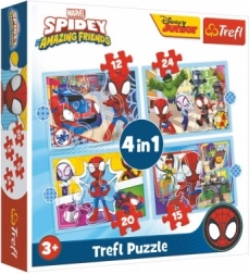 Puzzle 4 w 1 Spidey i jego niesamowici przyjaciele (12, 15, 20, 24 elementów)