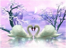 diamentowa mozaika Łabędzia miłość 30 × 40 cm