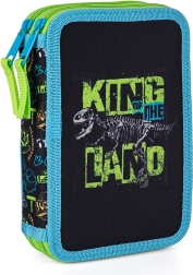 Dwupoziomowy szkolny piórnik Premium dinozaur