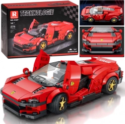 Techniczne klocki – futurystyczny czerwony supersamochód z unoszonymi drzwiami, 275 elementów