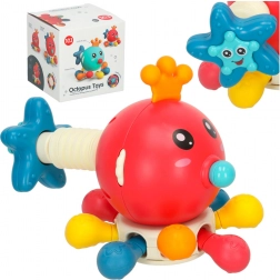 Sensoryczna zabawka gryzak dla niemowląt ośmiornica Bibi-Inn czerwona