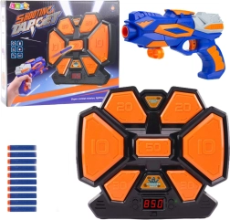 Gra strzelecka z piankowymi strzałkami i elektroniczną tarczą z licznikem LED