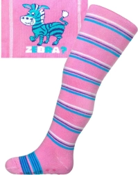 Bawełniane rajstopy z ABS New Baby różowe zebra w paski rozm. 104–110