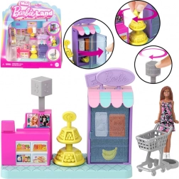 Mini supermarket Barbie Land z laleczką i kasą