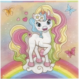 Papierowe serwetki Jednorożec 33 × 33 cm, 12 szt.