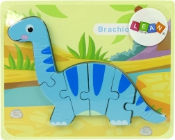 Drewniane puzzle dinozaur brachiozaur niebieski