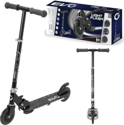 EVO Light Flash składana hulajnoga dziecięca z regulowaną kierownicą, czarna, podświetlany podest